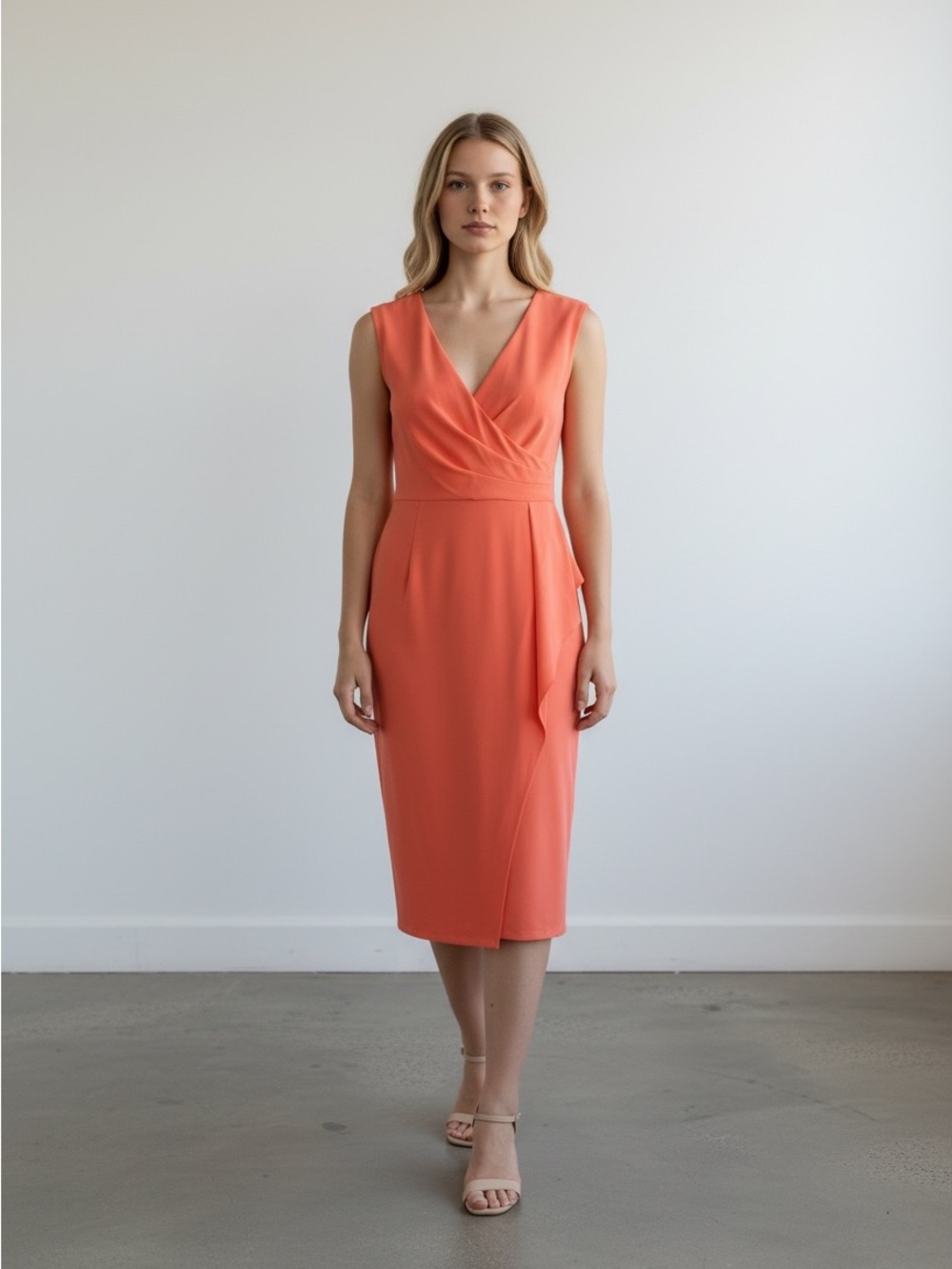 NWT Boston Proper Pleated Peplum Dress Mango Tango Coral Size 4 Retails $139